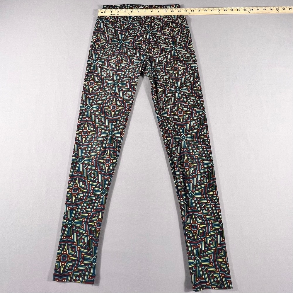 LuLaRoe Geometric Kaleidoscope Print Leggings One Size OS Blue Red Yellow Mosaic - Picture 3 of 12